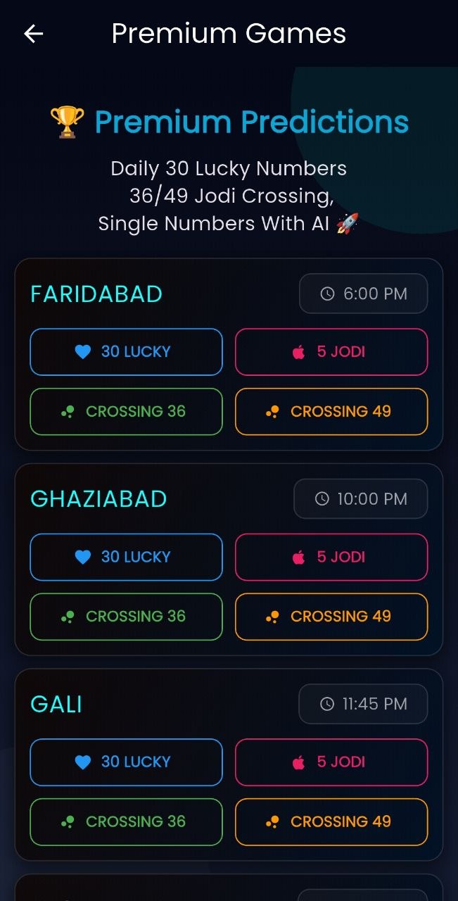 Number Baba App Lucky Chart